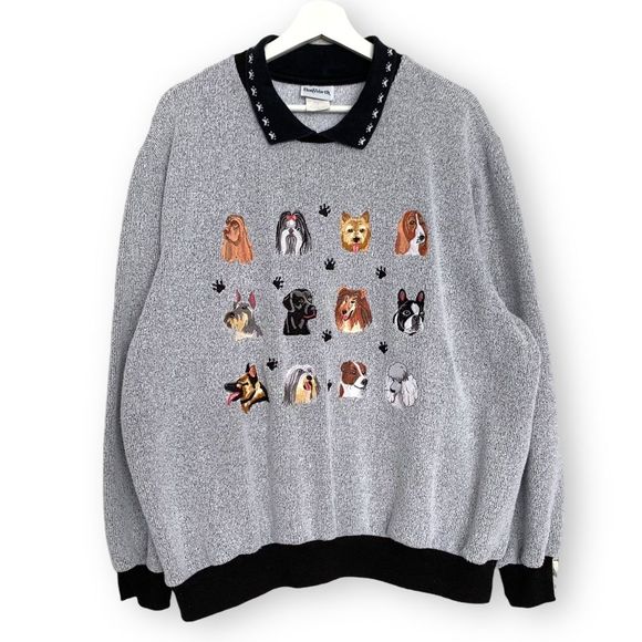 Vintage Sweaters Vintage Dog Sweater Collared Sweatshirt Poshmark